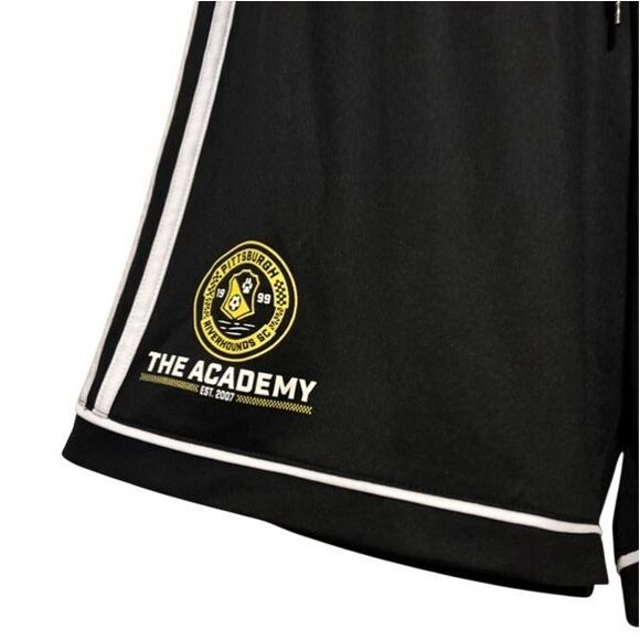 Pittsburgh Riverhounds SC The Academy Size Medium Black Adidas 3 Stripe Shorts - Picture 2 of 6